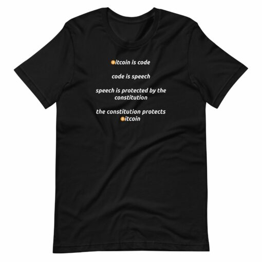 Bitcoin Is Code Protected By The Constitution T-Shirt