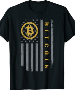 Bitcoin T-Shirt Usa Flag Distressed Digital Currency Btc