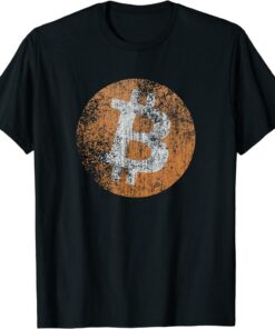 Bitcoin T-Shirt Vintage Distressed Logo Design Retro Crypto