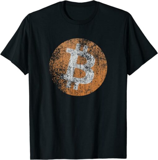 Bitcoin T-Shirt Vintage Distressed Logo Design Retro Crypto