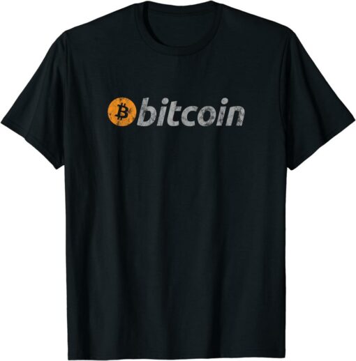 Bitcoin T-Shirt Vintage Look Logo Cryptocurrency Technology