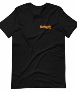 Bitcoin To The Moon Chest Badge T-Shirt With Back Design Bitcoin To The Moon Chest Badge T-Shirt With Back Design