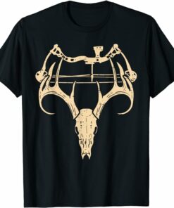 Compound T-Shirt Deer Skull Compound Bow Retro