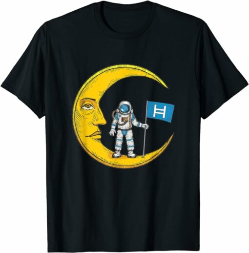 Hedera T-Shirt Hedera Logo Crypto Flag On Moon T-Shirt