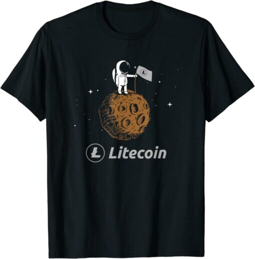 Litecoin T-Shirt Ltc Crypto To The Moon Featuring Astronaut