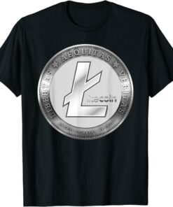 Litecoin T-Shirt Silver Tone Logo Crypto Blockchain Money