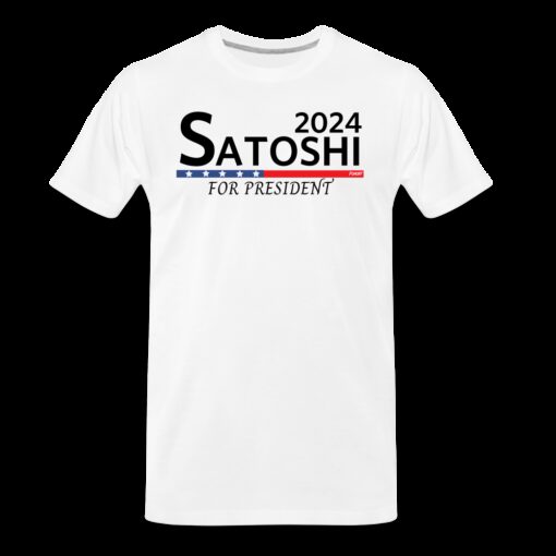 Satoshi For President 2024 (Black Lettering) Bitcoin T-Shirt