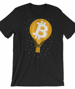 Bitcoin Hot Air Balloon in the Stars Vintage Look BTC Cryptocurrency Tshirt  Short-Sleeve Unisex T-Shirt