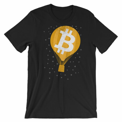 Bitcoin Hot Air Balloon in the Stars Vintage Look BTC Cryptocurrency Tshirt  Short-Sleeve Unisex T-Shirt