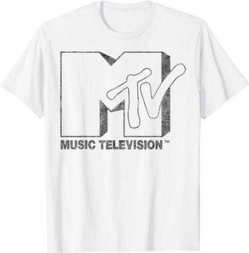 Distressed Vintage T-Shirt Mtv Black And White Logo