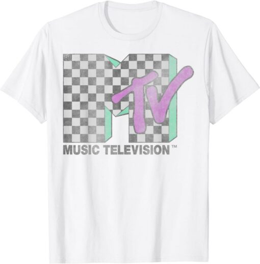 Distressed Vintage T-Shirt Mtv Checkered Retro Logo