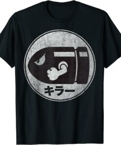 Distressed Vintage T-Shirt Super Mario Bullet Bill Kanji