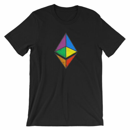 Ethereum Rainbow Colored Logo (Distressed) Crypto ETH Short-Sleeve Unisex T-Shirt