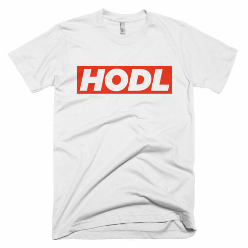 HODL Red Box Bitcoin Crypto Shirt American Apparel Short-Sleeve T-Shirt