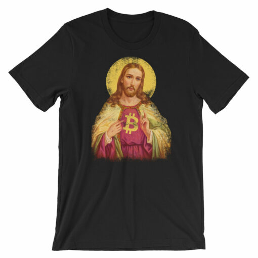 Sacred Bitcoin Jesus Cryptocurrency Shirt Short-Sleeve Unisex T-Shirt