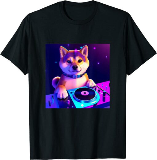 Shiba T-Shirt Inu Dj Vaporwave Doge Dog Owner Humor