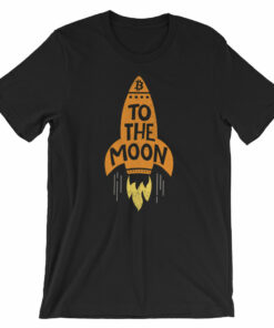 To The Moon Rocketship Bitcoin T Shirt Unisex  Vintage Textured Look BTC
