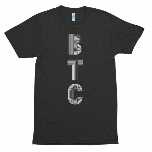 Vertical BTC Bitcoin Cryptocurrency Shirt – American Apparel Short sleeve soft t-shirt