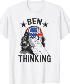 Ben Franklin T-Shirt Thinking Vintage US Flag 4th Of July
