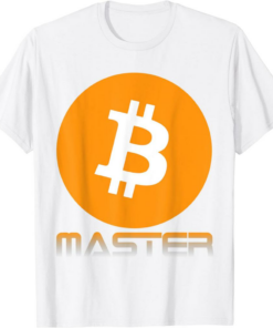 Bitcoin Master T-Shirt Logo Emblem Cryptocurrency Expert
