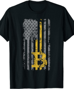 Bitcoin Master T-Shirt Usa Flag Distressed Digital Currency