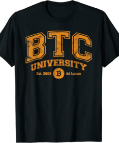 Bitcoin To The Moon T-Shirt Btc Funny Distressed College