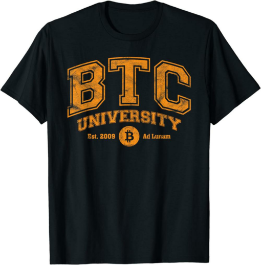 Bitcoin To The Moon T-Shirt Btc Funny Distressed College