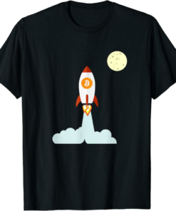 Bitcoin To The Moon T-Shirt Crypto Featuring Btc Rocket