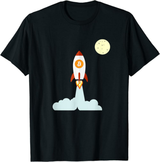 Bitcoin To The Moon T-Shirt Crypto Featuring Btc Rocket