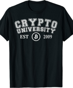 Crypto Com T-Shirt University Bitcoin Btc Cryptocurrency