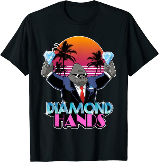 Diamond Hands T-Shirt Wall Street Ape Retro 80s Vintage