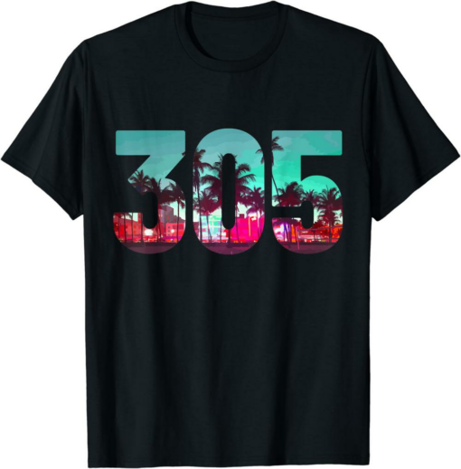 Ftx Miami T-Shirt Miami 305 Area Code Florida Vintage Palm
