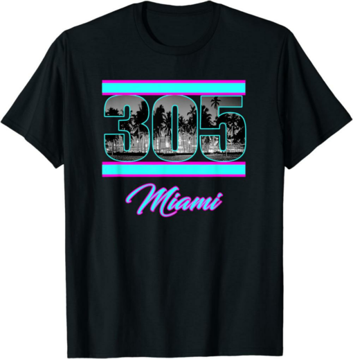 Ftx Miami T-Shirt Miami Retro 305 South Beach View 80s
