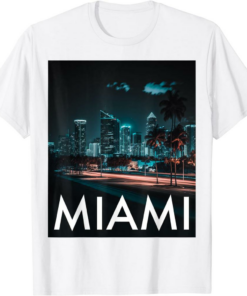 Ftx Miami T-Shirt Miami Skyline Nightlife Florida