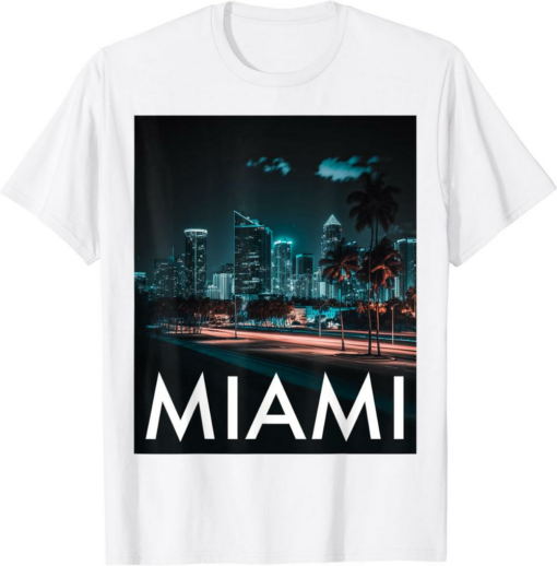 Ftx Miami T-Shirt Miami Skyline Nightlife Florida