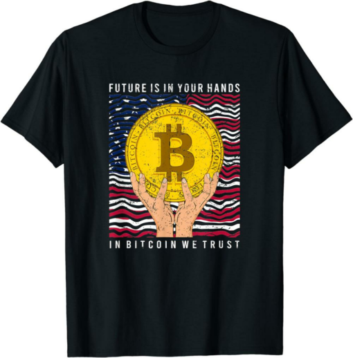 In Bitcoin We Trust T-Shirt Patriotic Usa Flag Grunge Retro