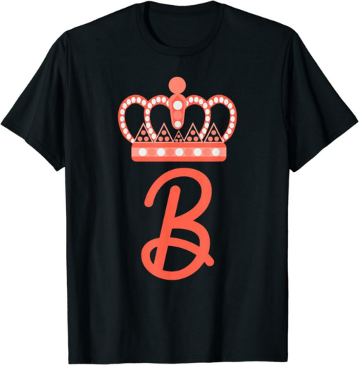 Queen B T-Shirt Bee Letter B Crown Alphabet Monogram Bride