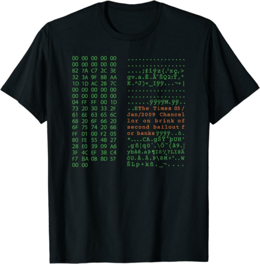 Satoshi Nakamoto T-Shirt Bitcoin Genesis Block Crypto