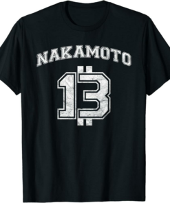 Satoshi Nakamoto T-Shirt Bitcoin Logo College Distressed