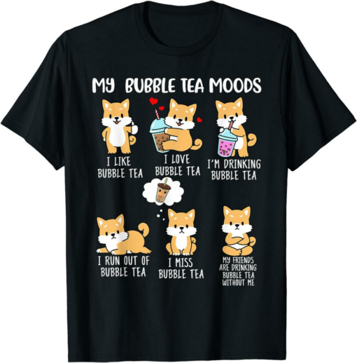 Shiba Inu T-Shirt Bubble Tea Women Boba Tea Dog Bubble Tea