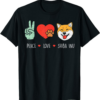 Shiba Inu T-Shirt Peace Love Cute Japanese Pet Dog Doge
