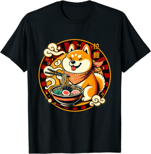 Shiba Inu T-Shirt Shiba Ramen Bowl Japanese Love Noodles