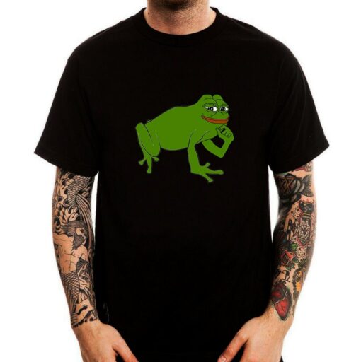 Smolpepe Embroidered T-Shirt Pepe Frog Meme Internet Sad