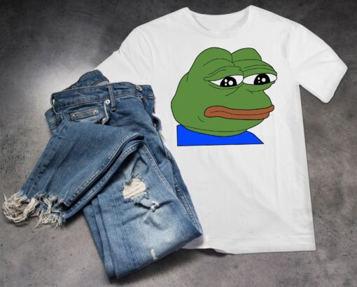 Smolpepe Embroidered T-Shirt Pepe Frog Sad Meme Crypto