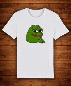 Smolpepe Embroidered T-Shirt Pepe Frog Smiling Thinking