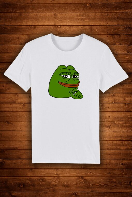 Smolpepe Embroidered T-Shirt Pepe Frog Smiling Thinking