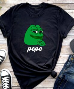 Smug Pepe T-Shirt Logo Bitcoin Cryptocurrency Coin Fan