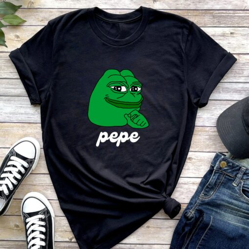 Smug Pepe T-Shirt Logo Bitcoin Cryptocurrency Coin Fan