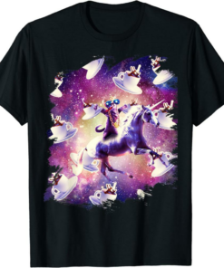 Thug Life Unicorn T-Shirt Thug Space Cat On Unicorn Coffee
