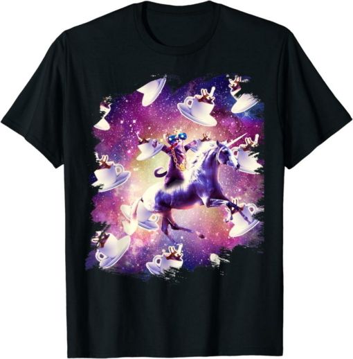 Thug Life Unicorn T-Shirt Thug Space Cat On Unicorn Coffee